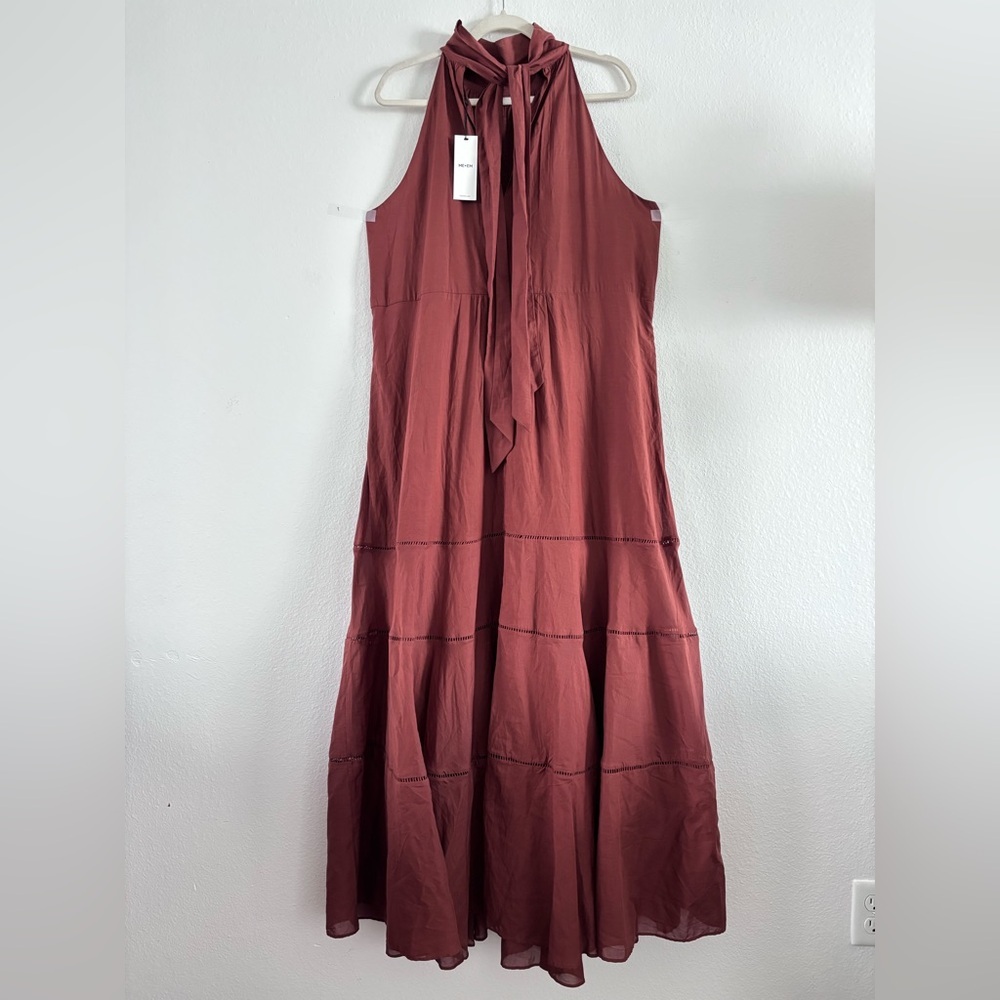 ME+EM Cotton Voile Halterneck Full-Length Dress - NWT - Cinnamon Size: 12 - Picture 15 of 15